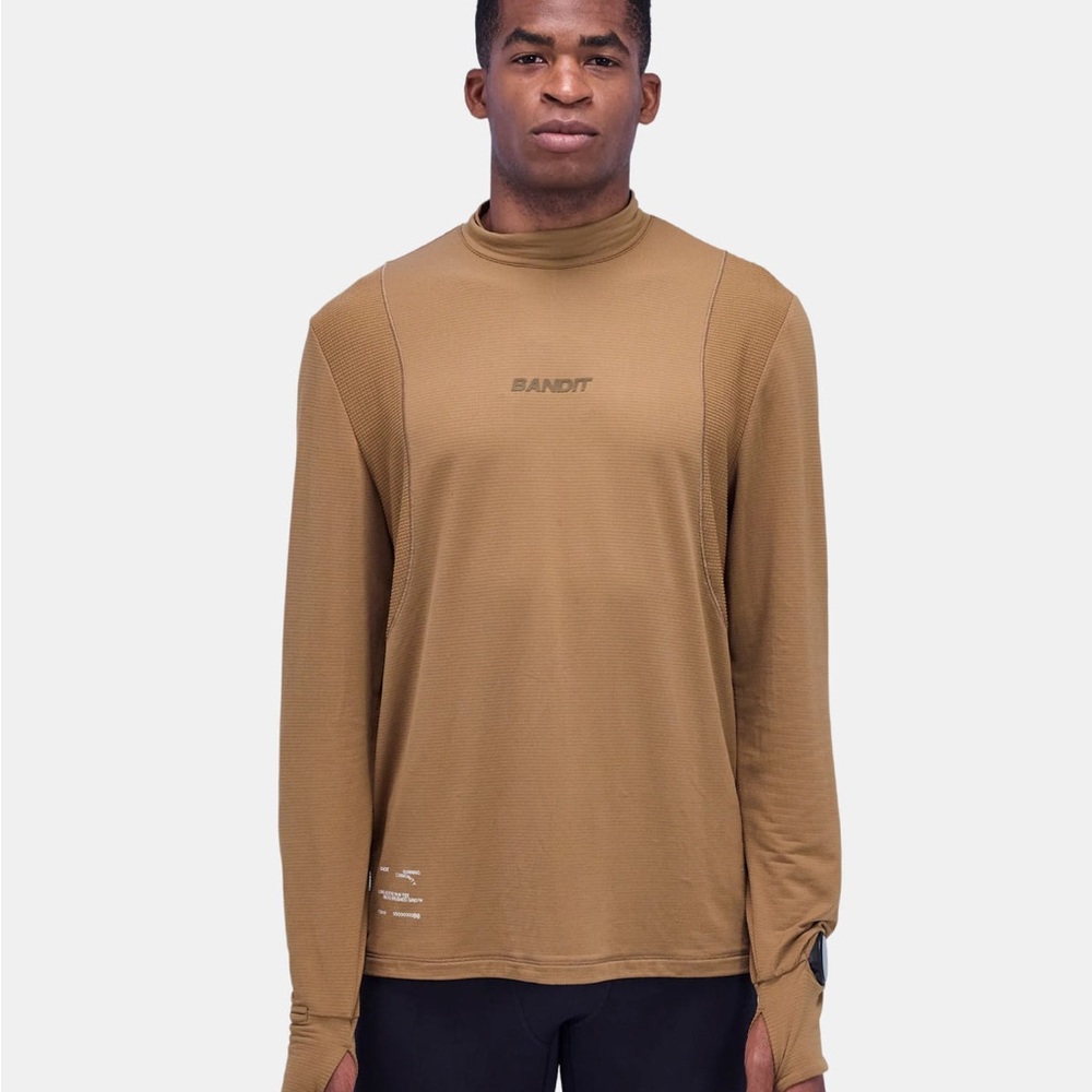 Bandit Running Aura Grid Mock Neck Long Sleeve Training Breathable Layer Shirt